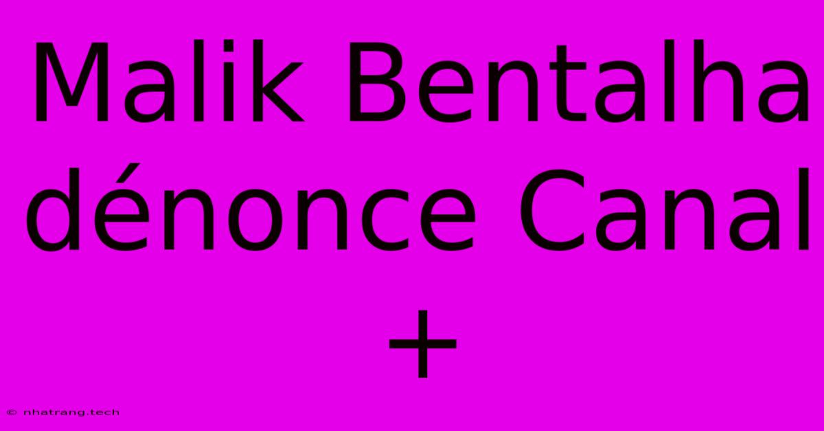 Malik Bentalha Dénonce Canal+ Malik Bentalha Dénonce Canal+