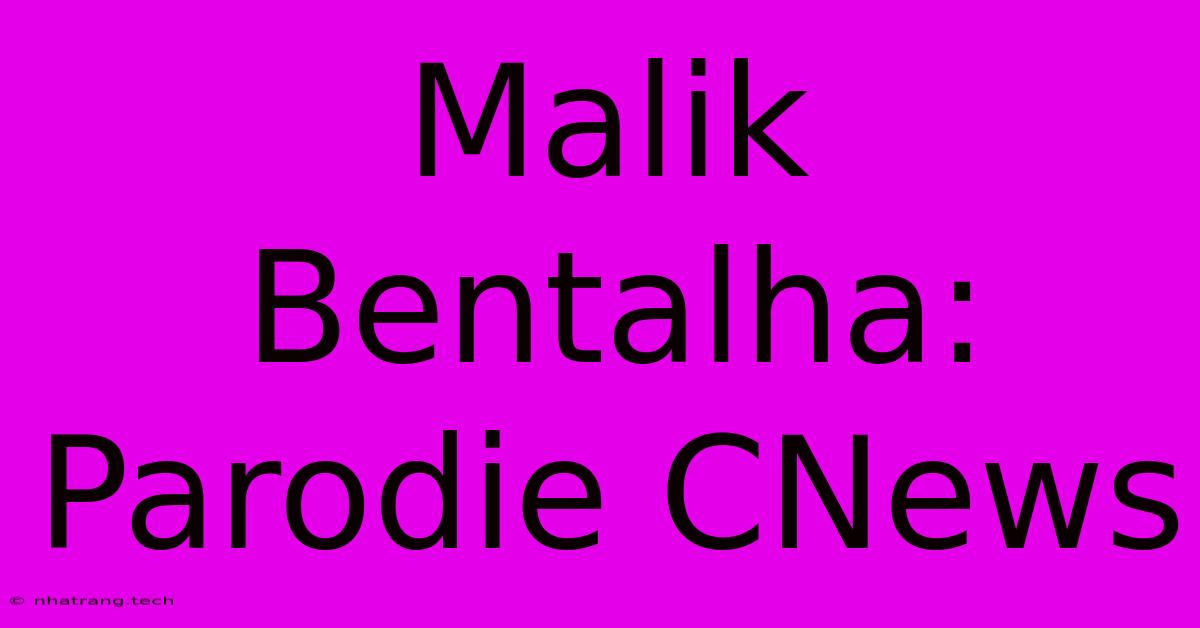 Malik Bentalha: Parodie CNews Malik Bentalha: Parodie CNews