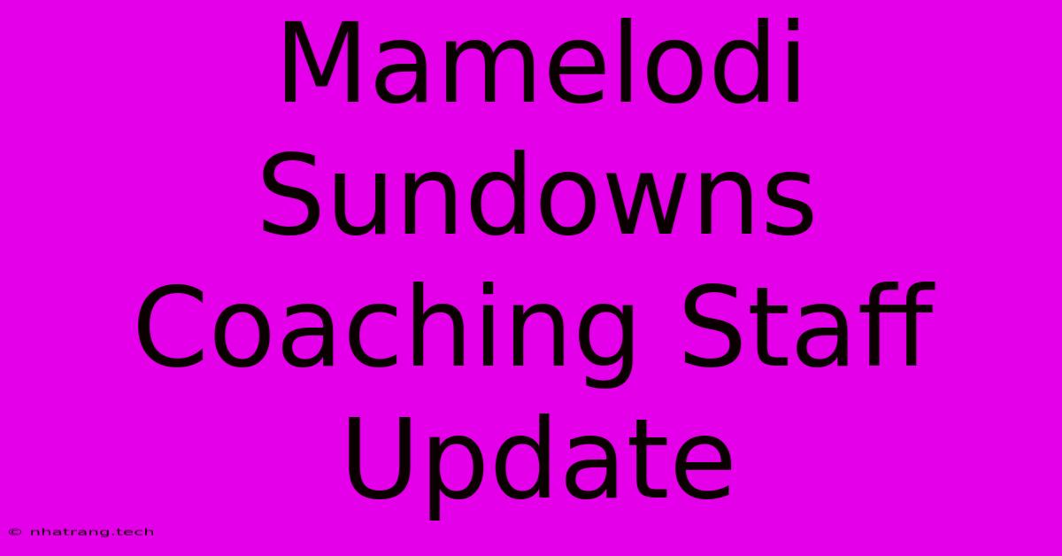 Mamelodi Sundowns Coaching Staff Update Mamelodi Sundowns Coaching Staff Update
