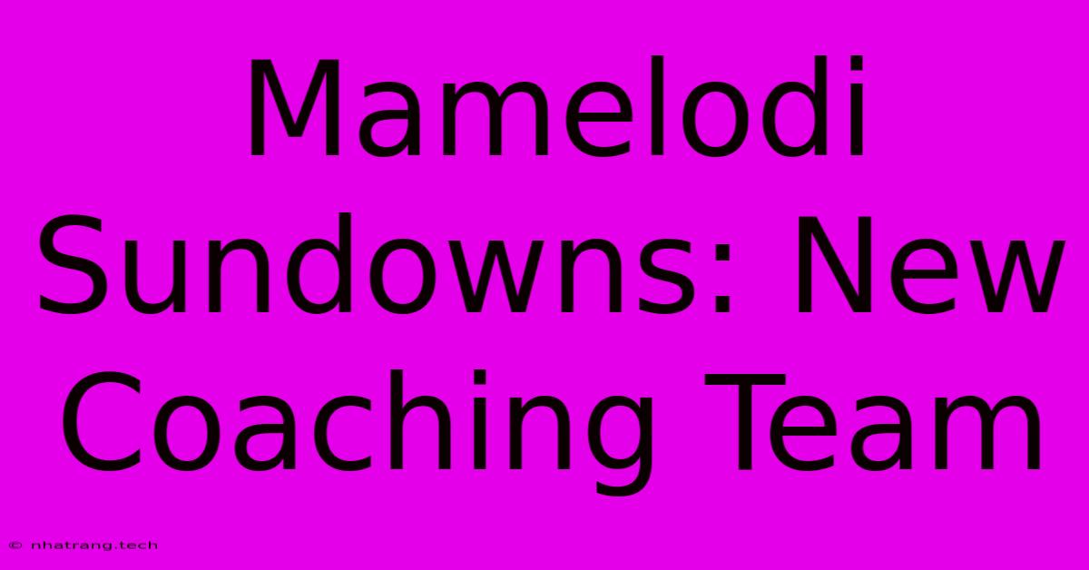 Mamelodi Sundowns: New Coaching Team Mamelodi Sundowns: New Coaching Team