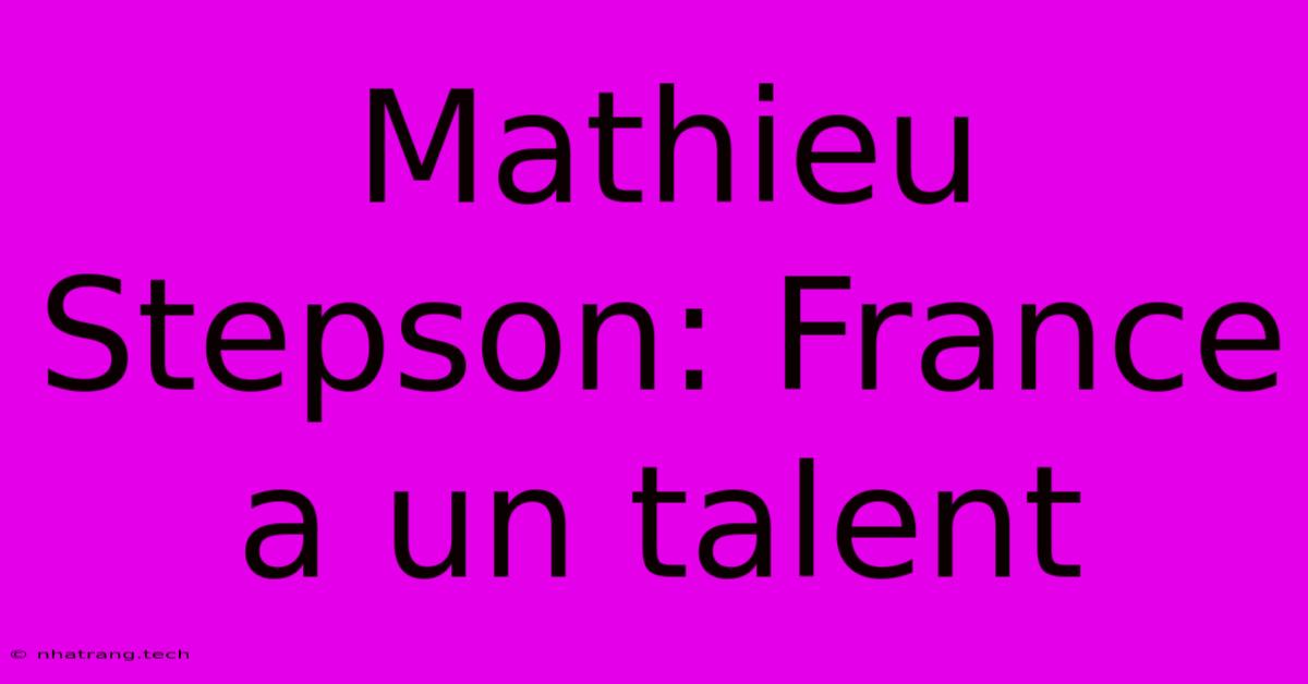 Mathieu Stepson: France A Un Talent Mathieu Stepson: France A Un Talent