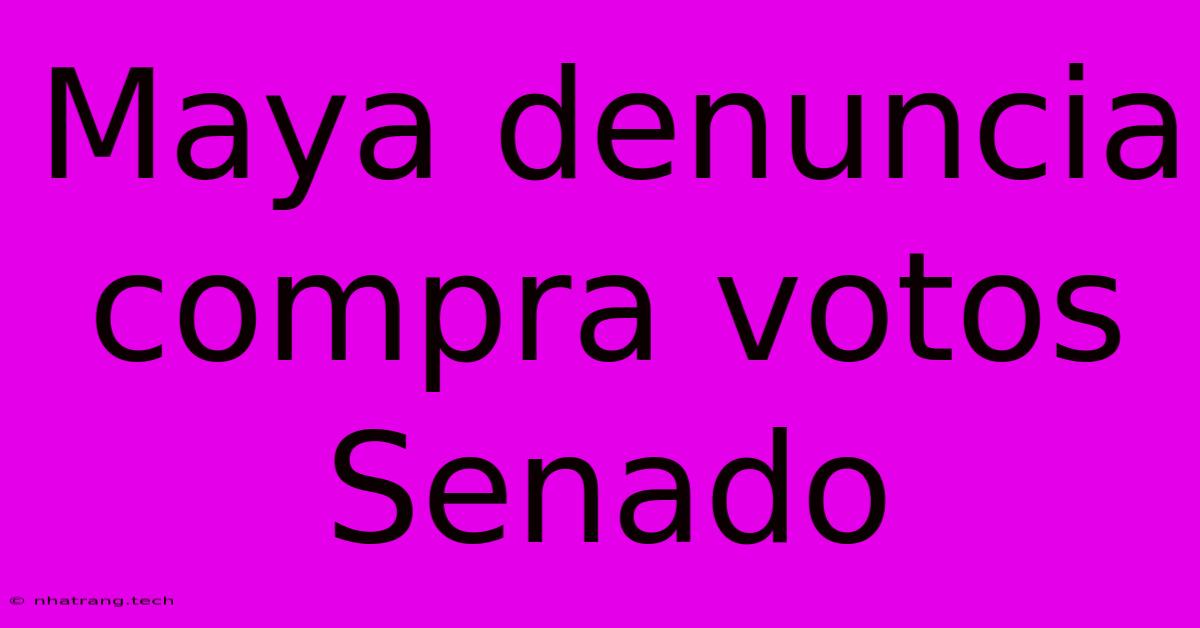 Maya Denuncia Compra Votos Senado Maya Denuncia Compra Votos Senado