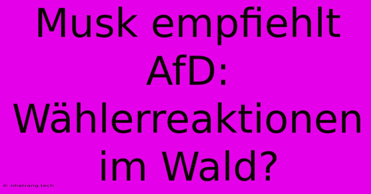 Musk Empfiehlt AfD: Wählerreaktionen Im Wald? Musk Empfiehlt AfD: Wählerreaktionen Im Wald?