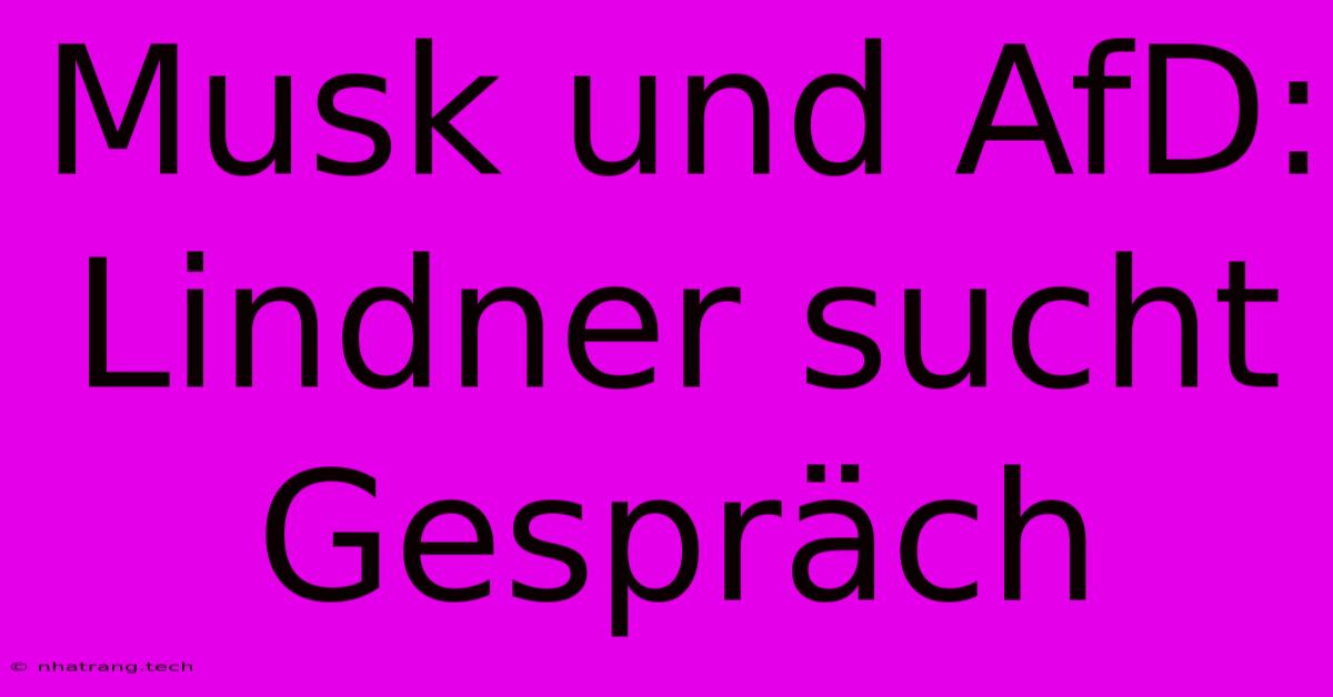 Musk Und AfD: Lindner Sucht GesprΓ€ch Musk Und AfD: Lindner Sucht GesprΓ€ch