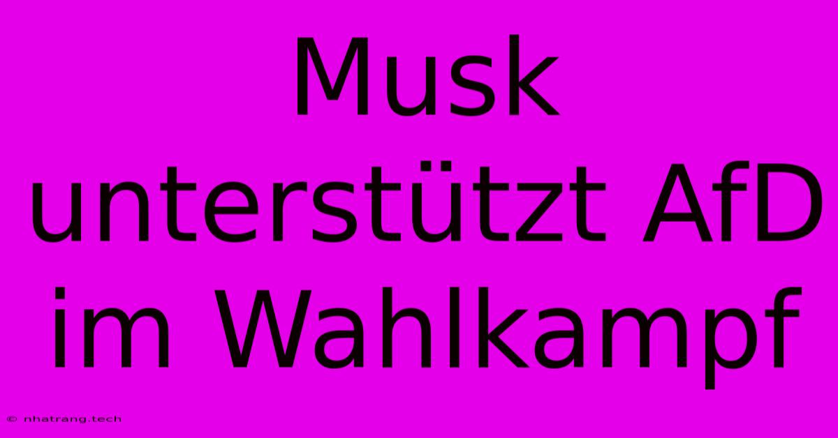 Musk Unterstรผtzt AfD Im Wahlkampf Musk Unterstรผtzt AfD Im Wahlkampf