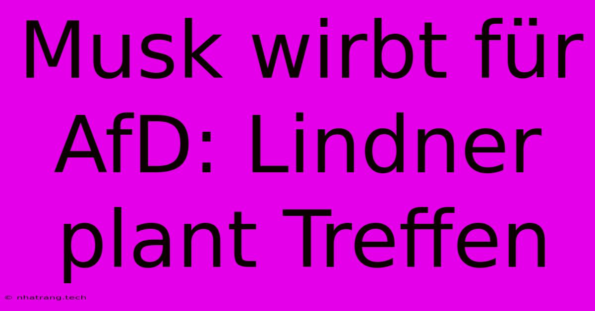 Musk Wirbt FΓΌr AfD: Lindner Plant Treffen Musk Wirbt FΓΌr AfD: Lindner Plant Treffen