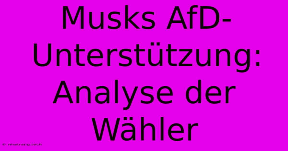 Musks AfD-Unterstützung: Analyse Der Wähler Musks AfD-Unterstützung: Analyse Der Wähler