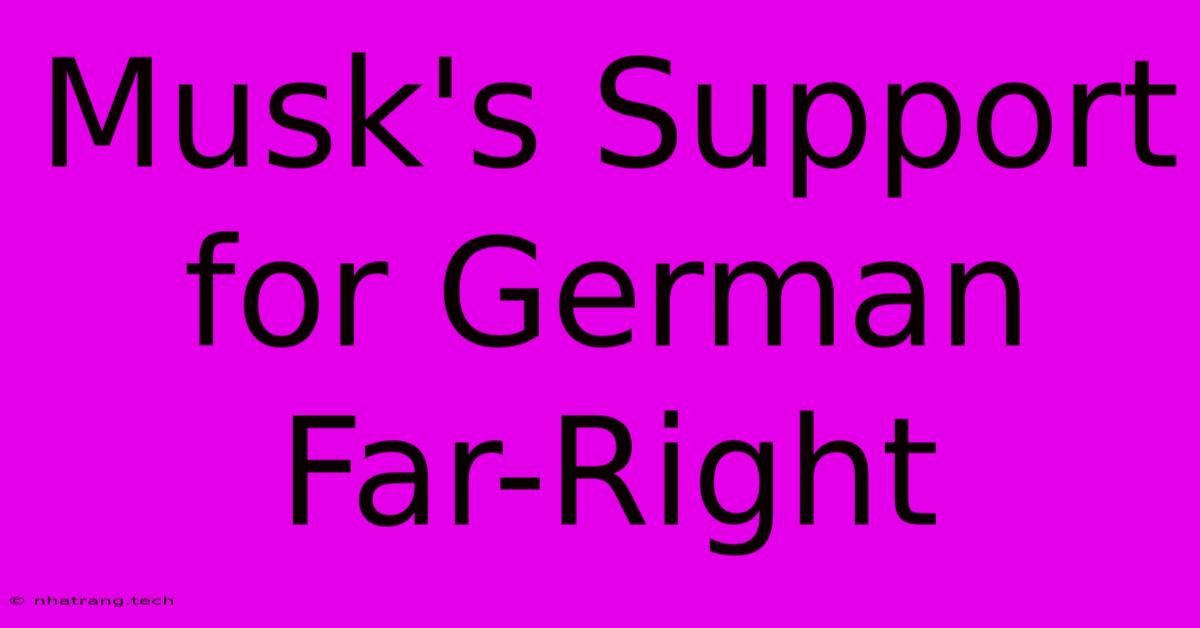 Musk's Support For German Far-Right Musk's Support For German Far-Right