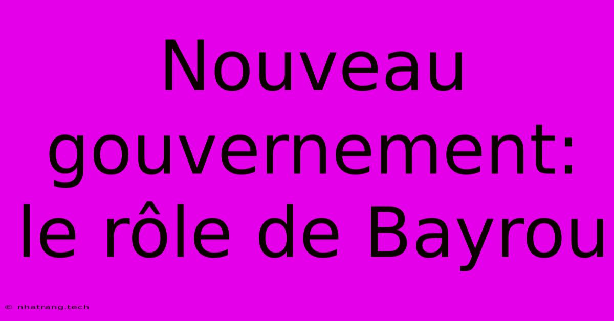 Nouveau Gouvernement: Le R么le De Bayrou Nouveau Gouvernement: Le R么le De Bayrou