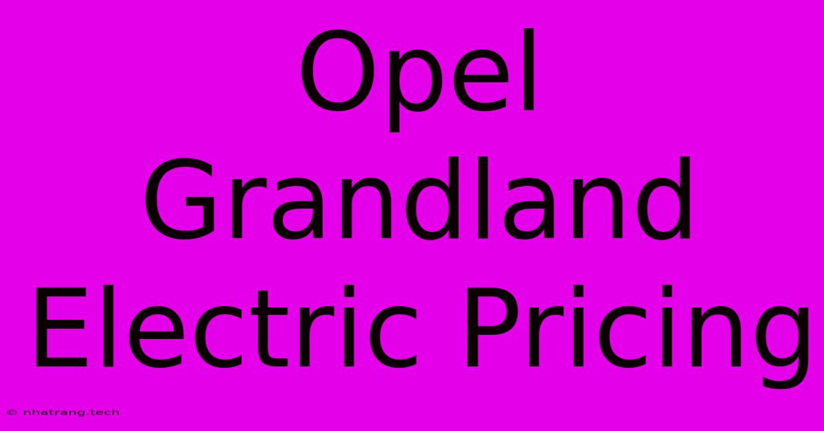 Opel Grandland Electric Pricing Opel Grandland Electric Pricing