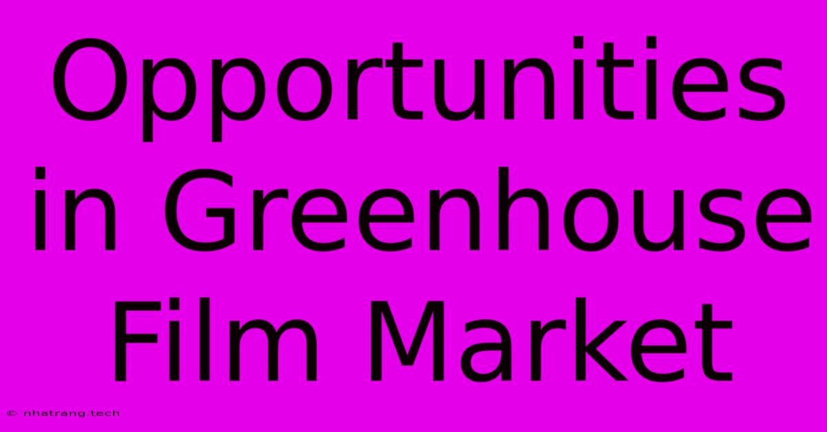 Opportunities In Greenhouse Film Market Opportunities In Greenhouse Film Market