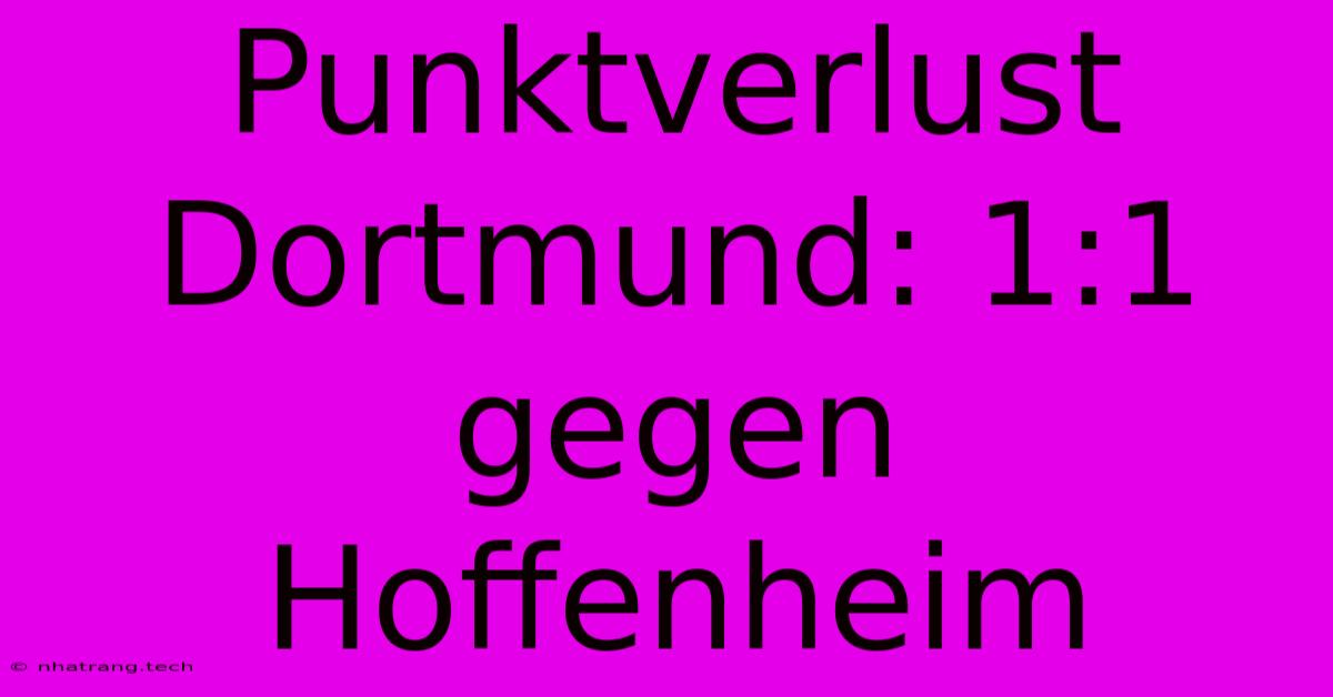 Punktverlust Dortmund: 1:1 Gegen Hoffenheim Punktverlust Dortmund: 1:1 Gegen Hoffenheim