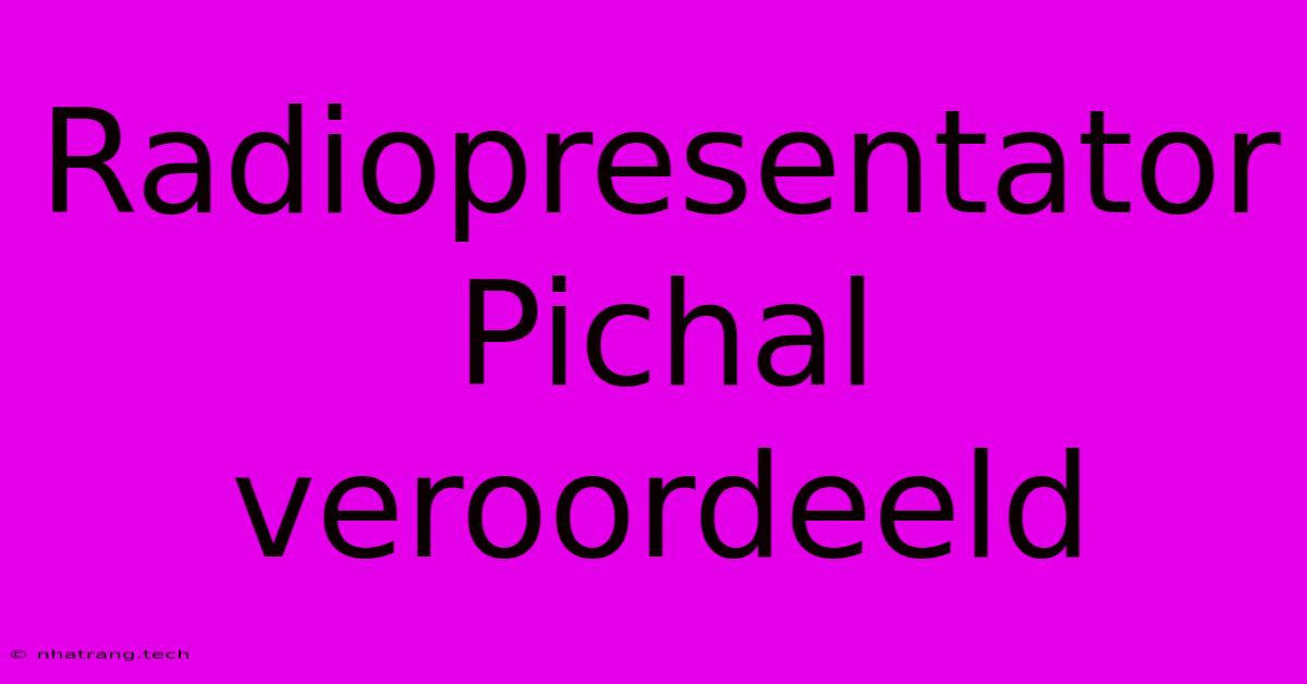 Radiopresentator Pichal Veroordeeld Radiopresentator Pichal Veroordeeld