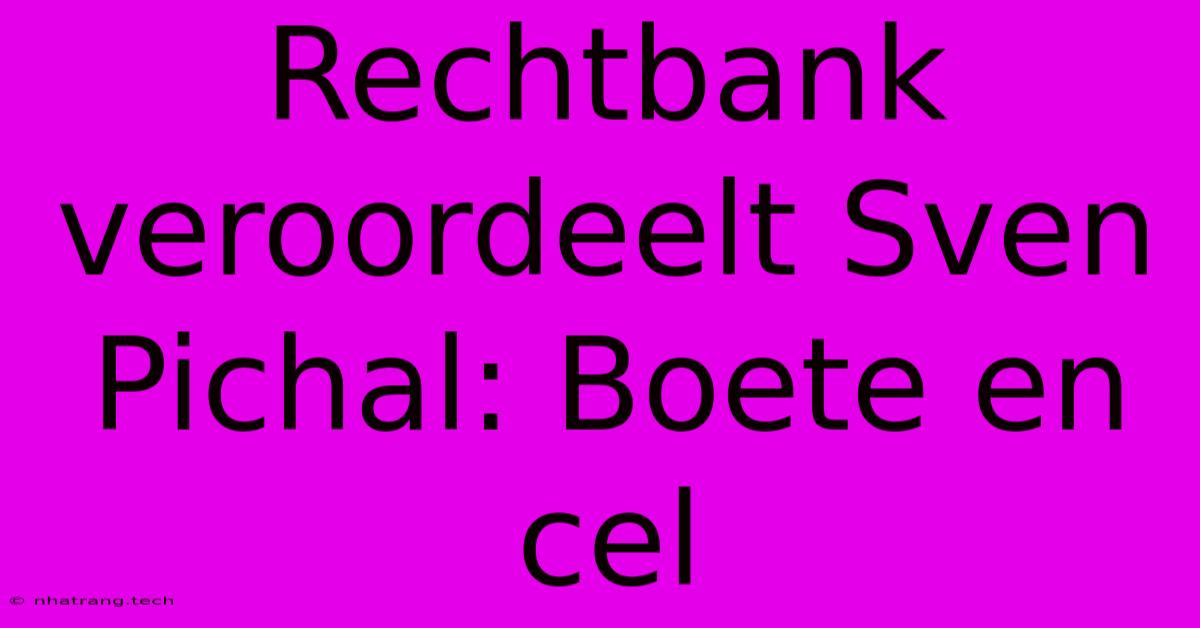 Rechtbank Veroordeelt Sven Pichal: Boete En Cel Rechtbank Veroordeelt Sven Pichal: Boete En Cel