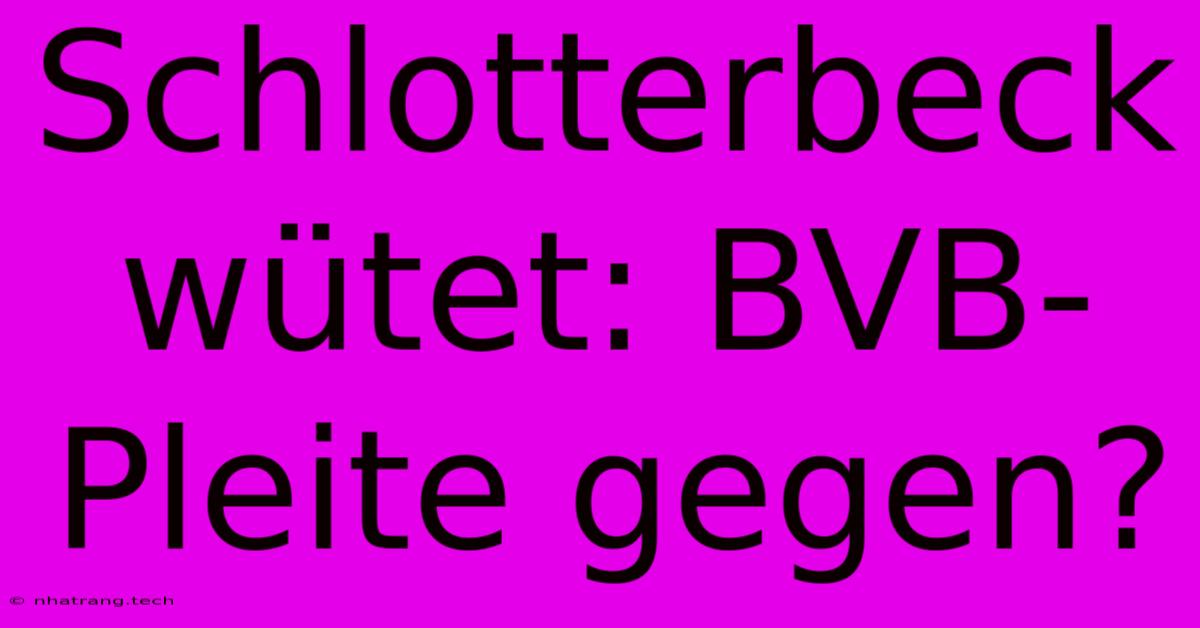 Schlotterbeck WΓΌtet: BVB-Pleite Gegen? Schlotterbeck WΓΌtet: BVB-Pleite Gegen?