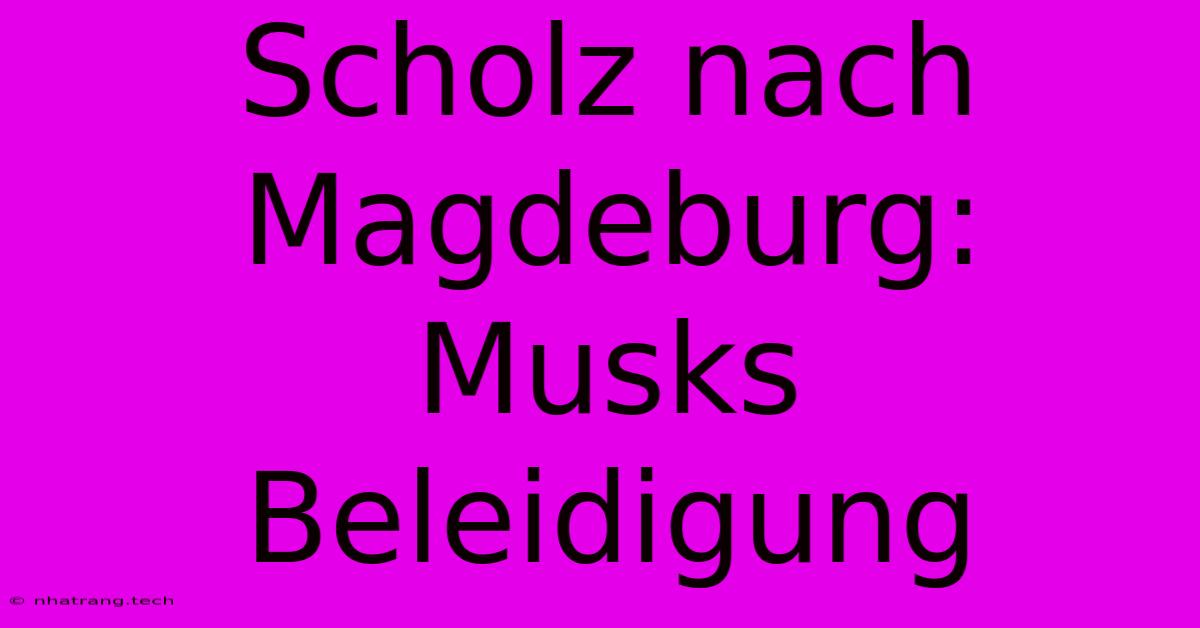 Scholz Nach Magdeburg: Musks Beleidigung Scholz Nach Magdeburg: Musks Beleidigung