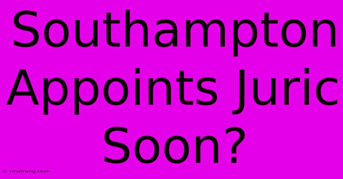 Southampton Appoints Juric Soon? Southampton Appoints Juric Soon?