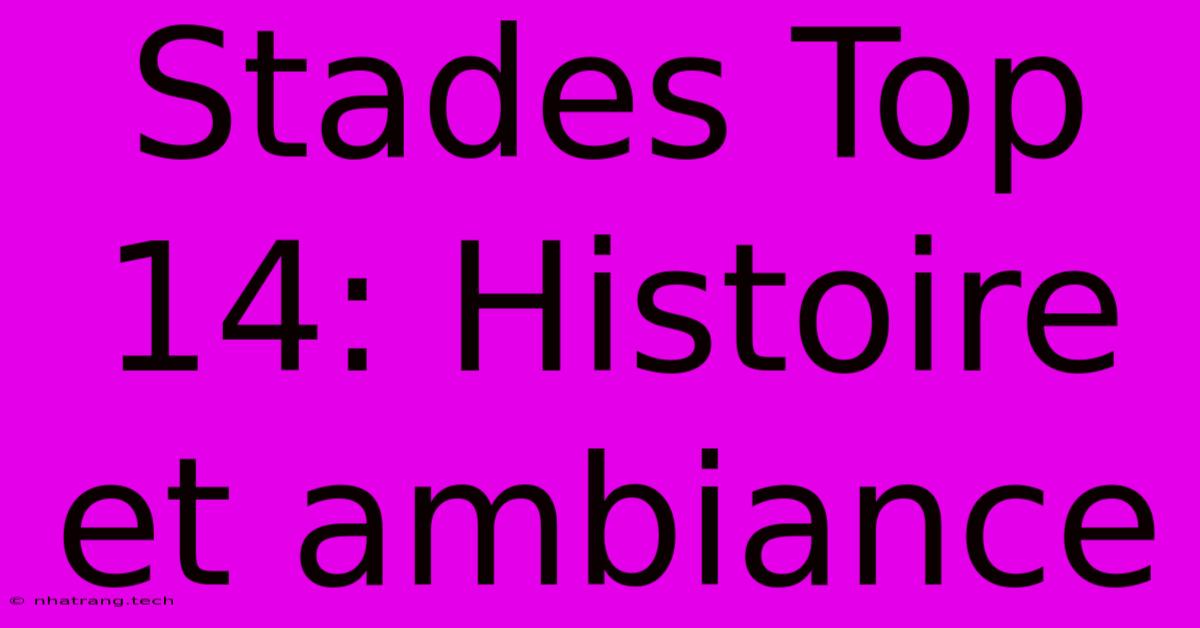 Stades Top 14: Histoire Et Ambiance Stades Top 14: Histoire Et Ambiance