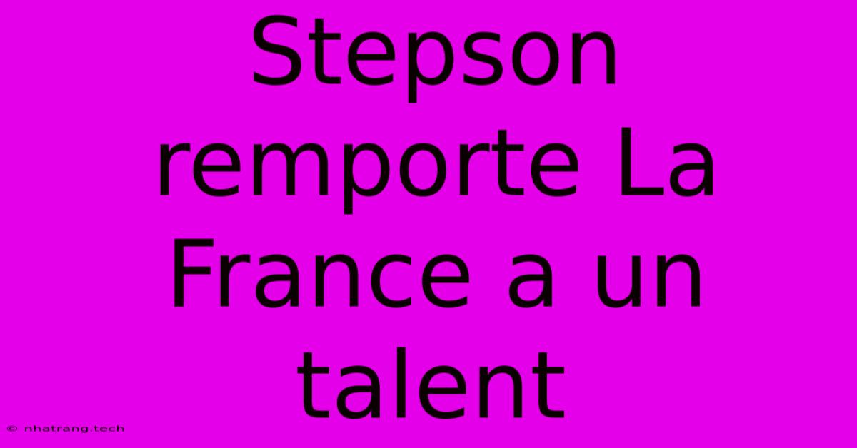 Stepson Remporte La France A Un Talent Stepson Remporte La France A Un Talent