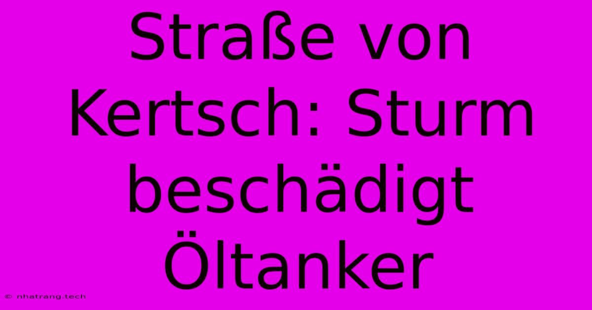 Straße Von Kertsch: Sturm Beschädigt Öltanker Straße Von Kertsch: Sturm Beschädigt Öltanker