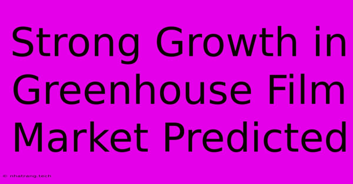 Strong Growth In Greenhouse Film Market Predicted Strong Growth In Greenhouse Film Market Predicted