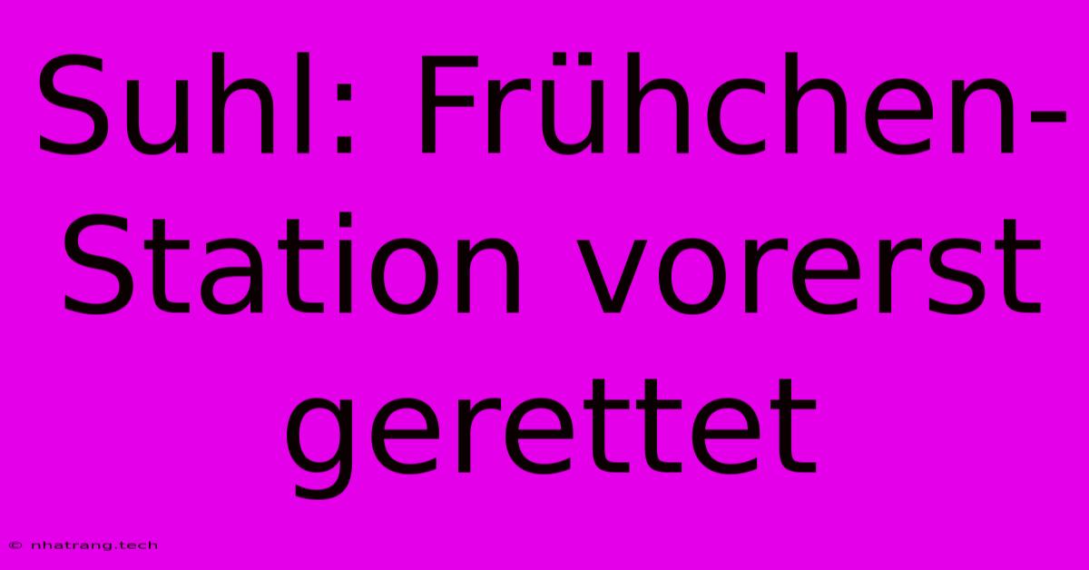 Suhl: Frühchen-Station Vorerst Gerettet Suhl: Frühchen-Station Vorerst Gerettet