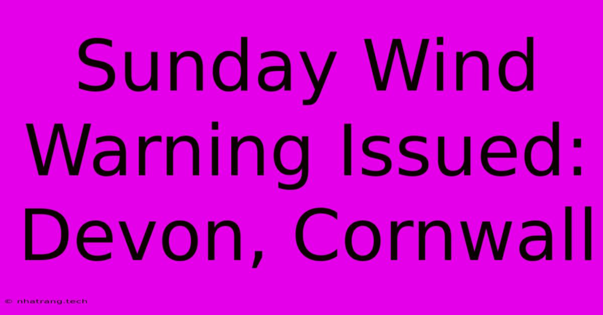 Sunday Wind Warning Issued: Devon, Cornwall Sunday Wind Warning Issued: Devon, Cornwall