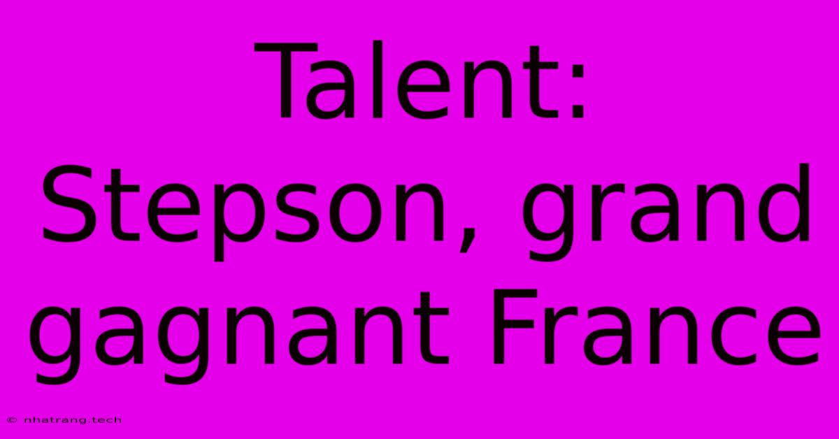 Talent: Stepson, Grand Gagnant France Talent: Stepson, Grand Gagnant France