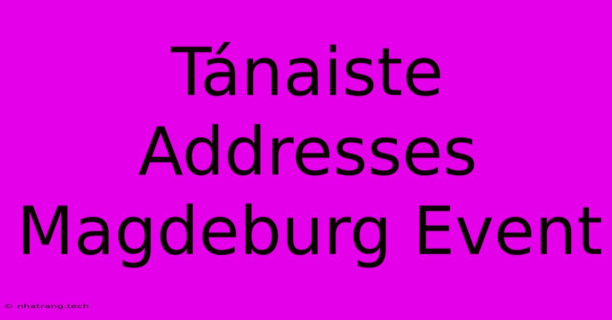 Tánaiste Addresses Magdeburg Event Tánaiste Addresses Magdeburg Event