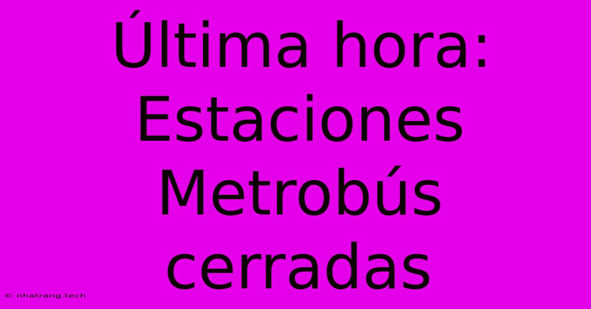 Última Hora: Estaciones Metrobús Cerradas