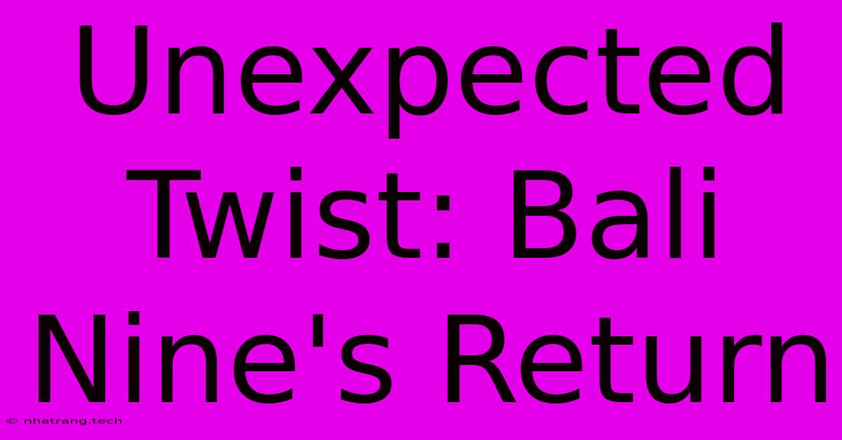 Unexpected Twist: Bali Nine's Return Unexpected Twist: Bali Nine's Return