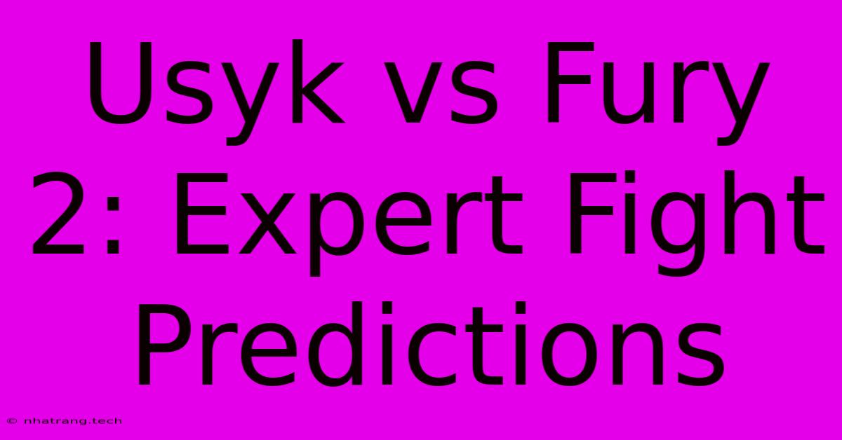 Usyk Vs Fury 2: Expert Fight Predictions Usyk Vs Fury 2: Expert Fight Predictions