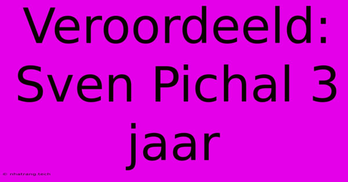 Veroordeeld: Sven Pichal 3 Jaar Veroordeeld: Sven Pichal 3 Jaar