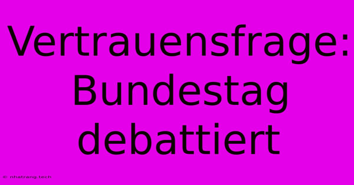 Vertrauensfrage: Bundestag Debattiert Vertrauensfrage: Bundestag Debattiert