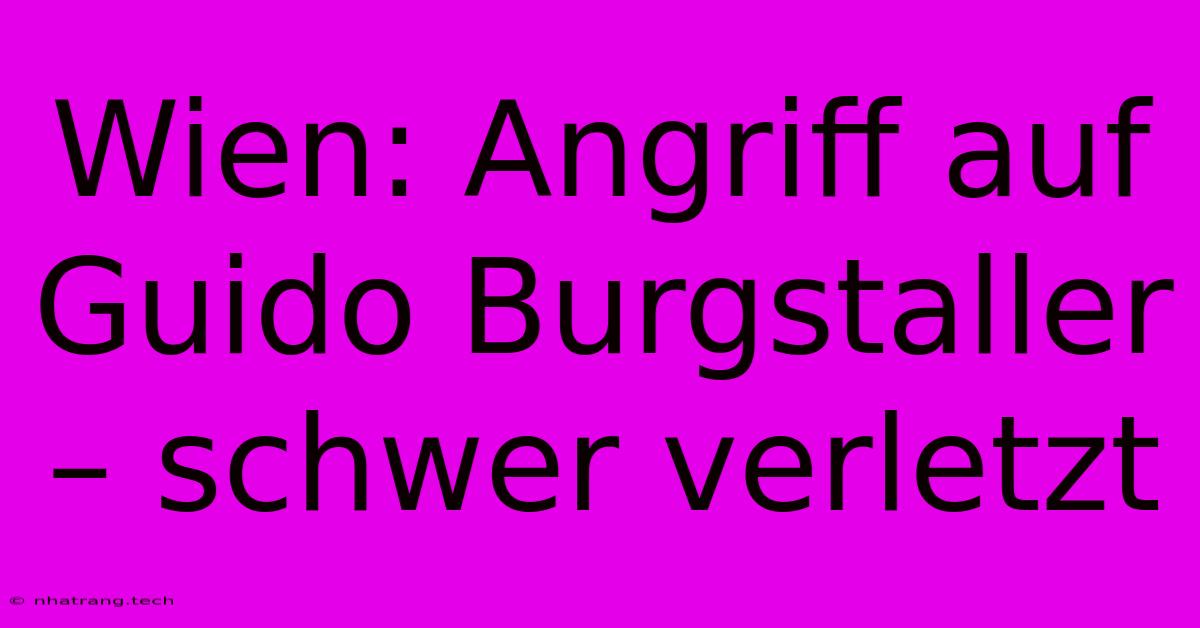 Wien: Angriff Auf Guido Burgstaller β Schwer Verletzt Wien: Angriff Auf Guido Burgstaller β Schwer Verletzt