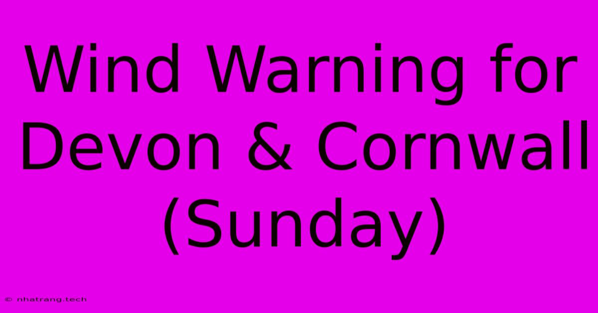 Wind Warning For Devon & Cornwall (Sunday) Wind Warning For Devon & Cornwall (Sunday)