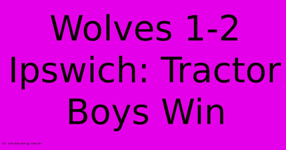 Wolves 1-2 Ipswich: Tractor Boys Win Wolves 1-2 Ipswich: Tractor Boys Win