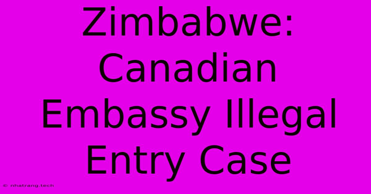 Zimbabwe: Canadian Embassy Illegal Entry Case